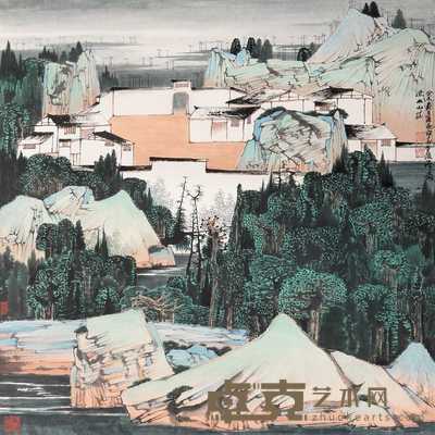 薛亮 2003年作 近水山庄 镜心 68×67.5cm